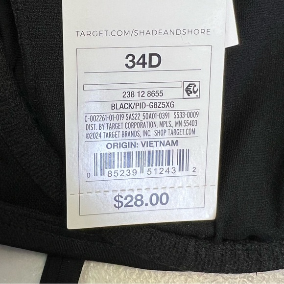 Shade & Shore Women’s Black Chochet Underwire Bikini Top Removable Pads Size 34D - Picture 7 of 9